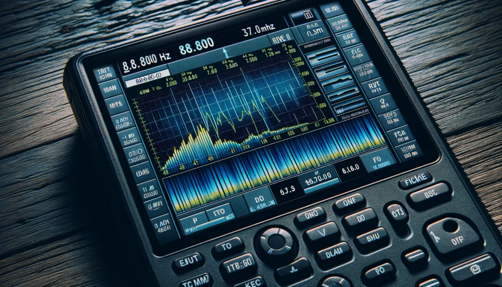 Eine Nahaufnahme des Bildschirms eines Radioscanners